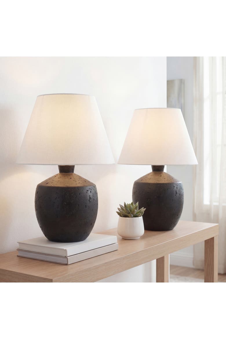 Myron 18" Minimalist Scandinavian Concrete Effect Resin/Iron LED Table Lamp, Main, color, Black
