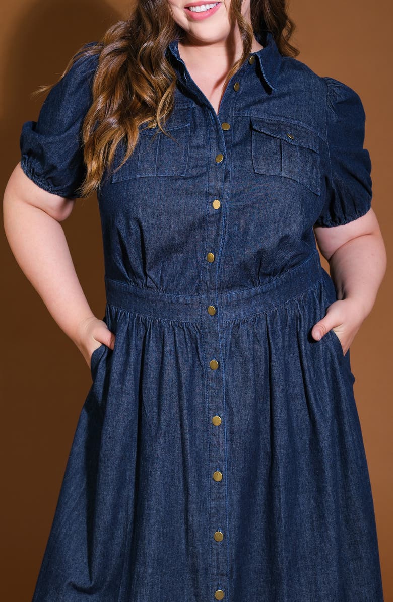 FLYING TOMATO Washed Denim Shirtdress, Alternate, color,