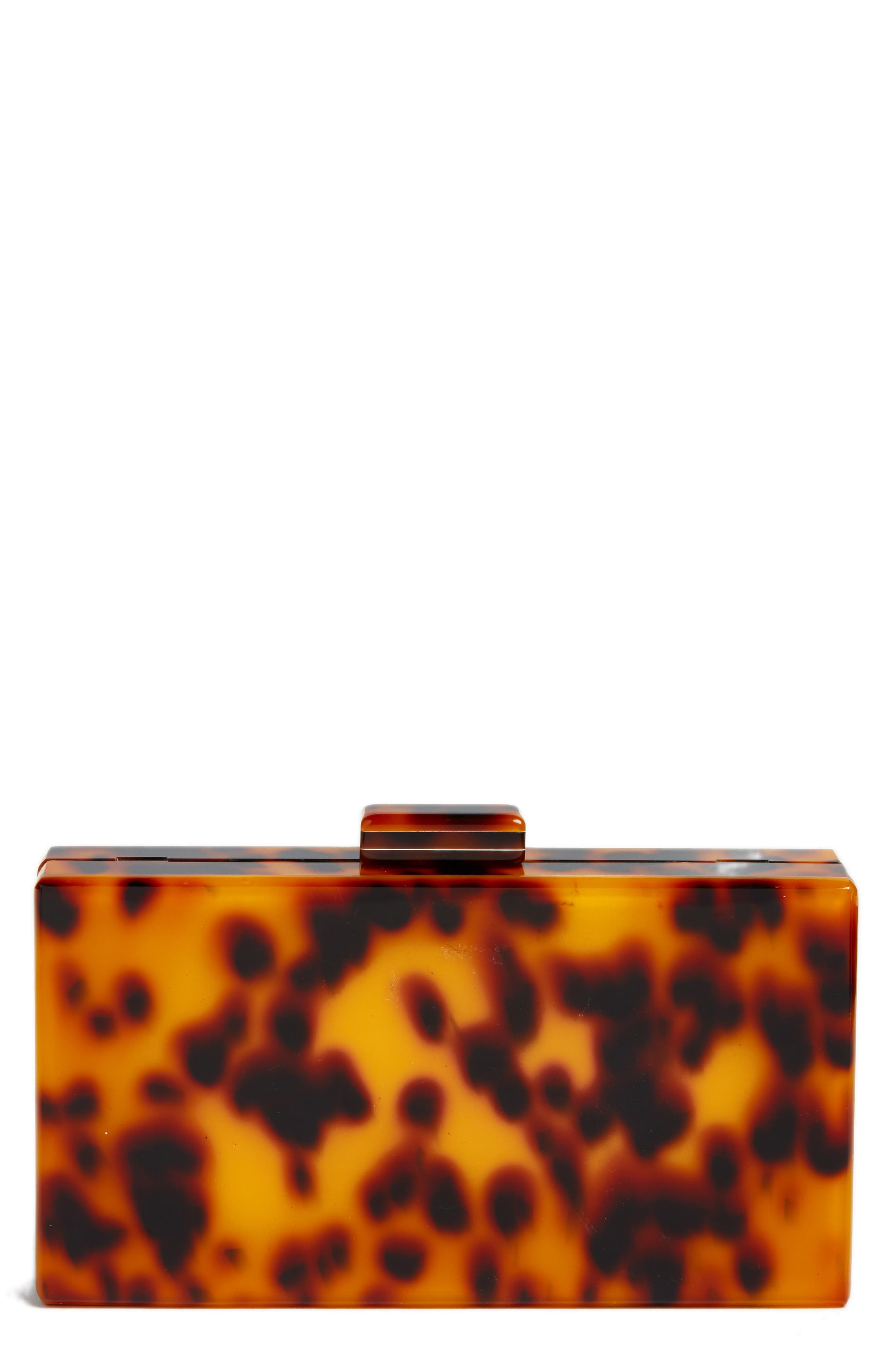 Like Dreams Pia Faux Tortoiseshell Box Clutch, Main, color, 