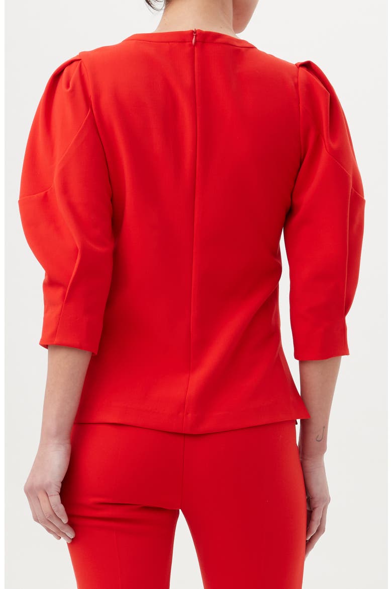 Emiko Puff Sleeve Top, Alternate, color, REINA RED
