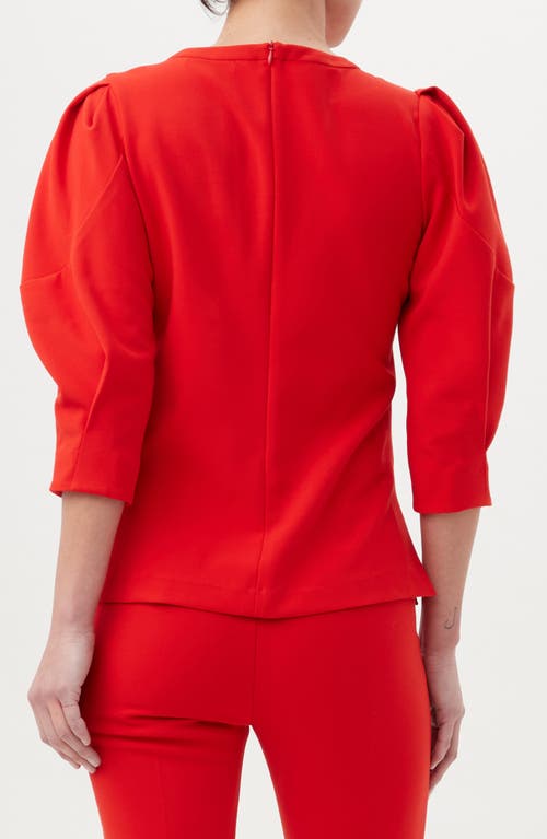 Trina Turk Emiko Puff Sleeve Top In Reina Red