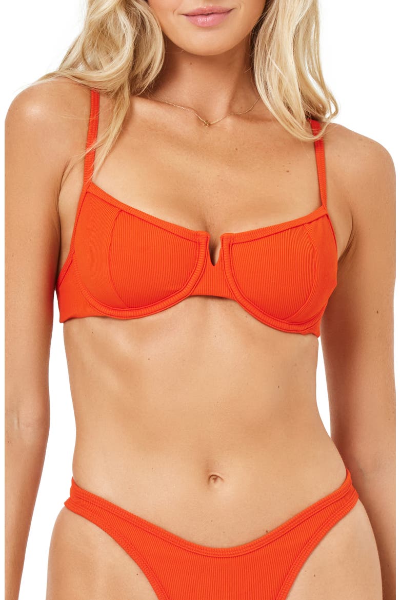Hunter Underwire Bikini Top, Main, color, PIMENTO