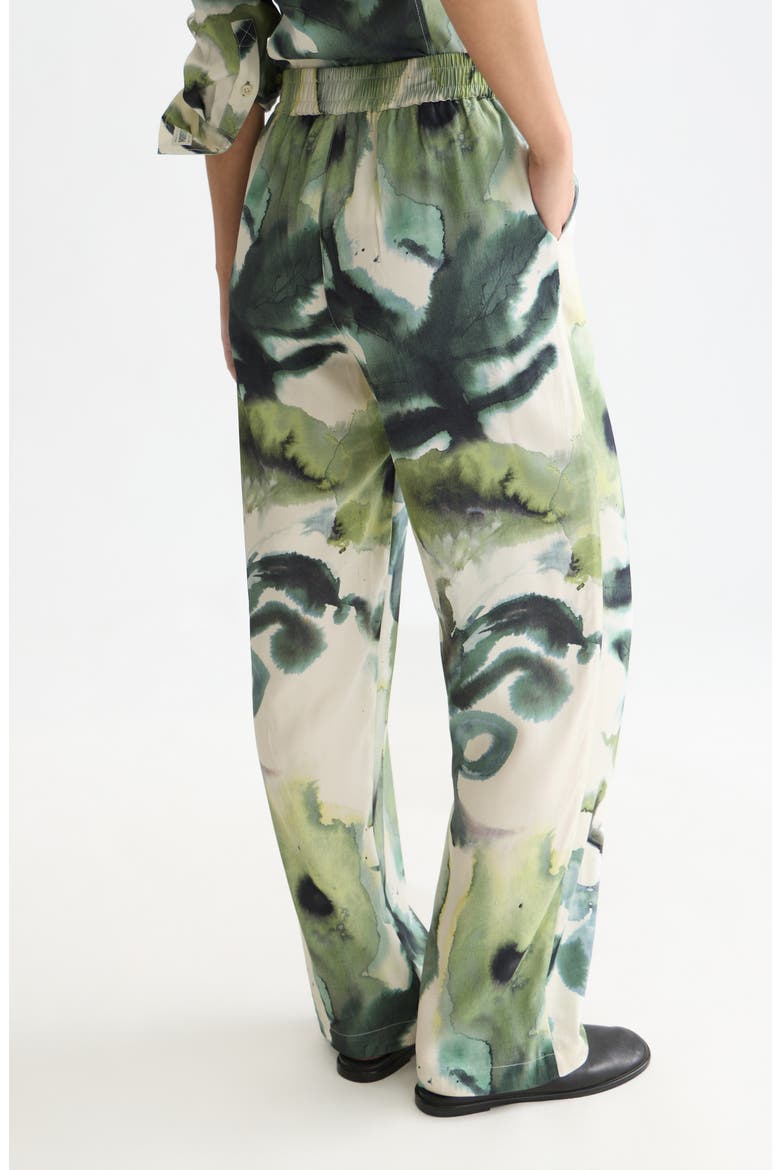 Gia Floral Print Wide Leg Pants, Alternate, color, WATERCOLOR FLOWER BALSAM GREEN