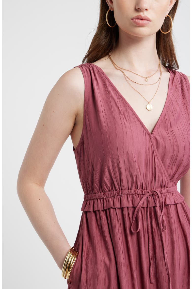 Faux Wrap Tiered Midi Dress, Alternate, color, BURGUNDY MAROON