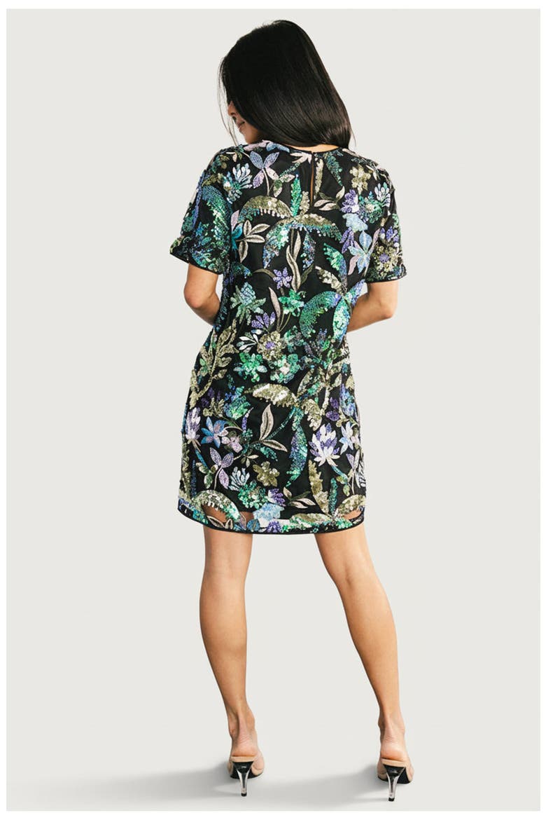Patricia Sequin Short Dress, Alternate, color, Black and Blue Multi