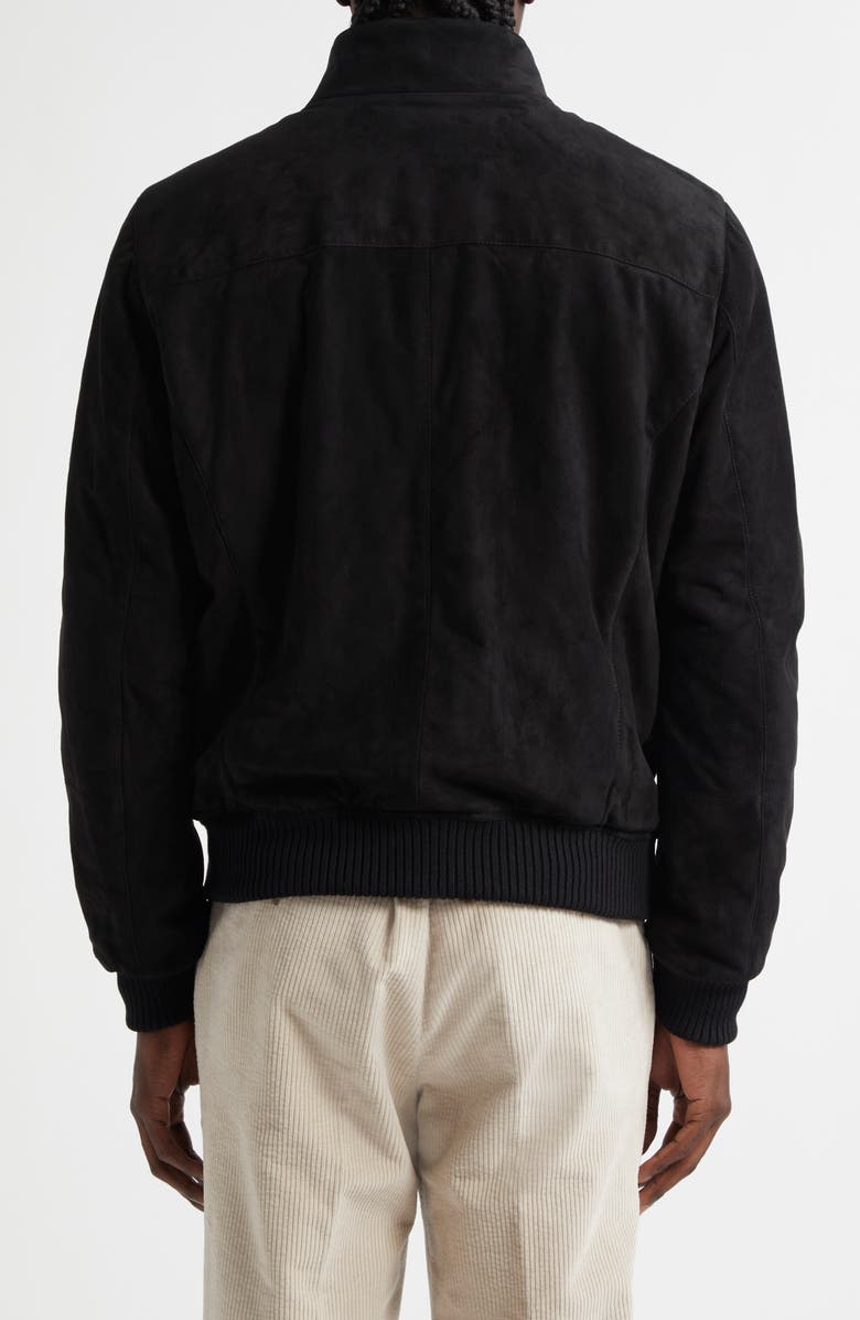 Thom Sweeney Suede Bomber Jacket, Alternate, color, Black