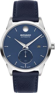 Movado Museum Taga Automatic Leather Strap Watch