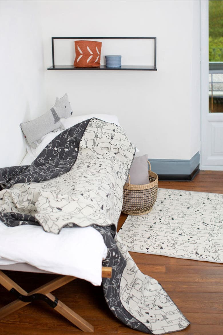 Juwel Dogs Allover Throw, Alternate, color, Offwhite