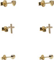 Argento Vivo Sterling Silver Set of 3 Stud Earrings