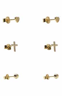 Argento Vivo Sterling Silver Set of 3 Stud Earrings