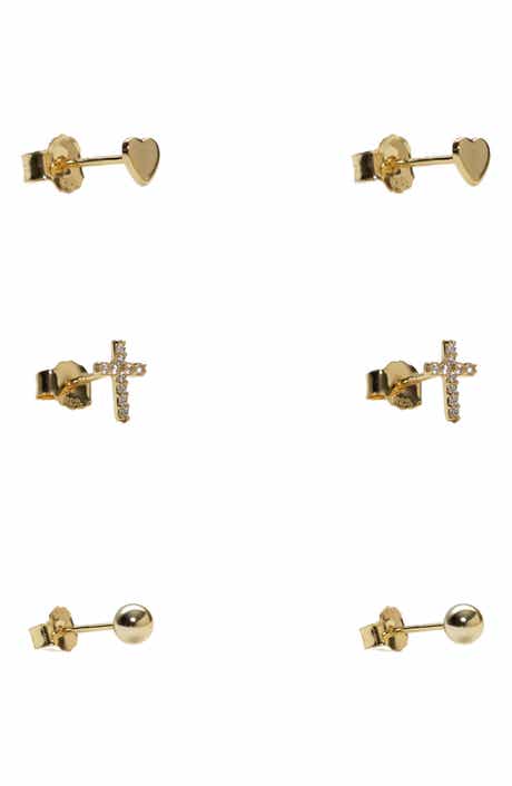 Argento Vivo Sterling Silver Set of 3 Stud Earrings
