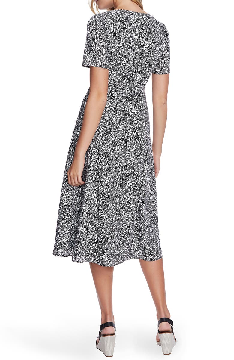 1.STATE Floral Folk Silhouette Button Front Midi Dress, Alternate, color, 