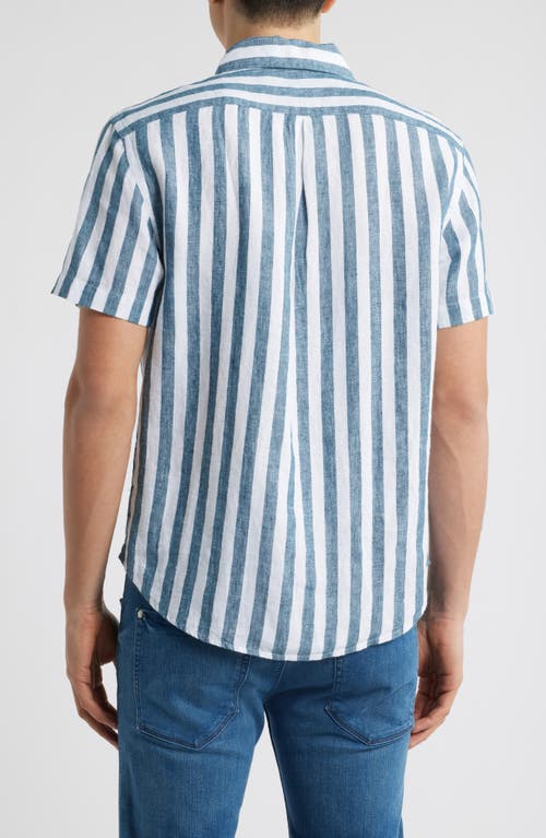 Alex Crane Ola Linen Short Sleeve Button-up Shirt In Bigwave