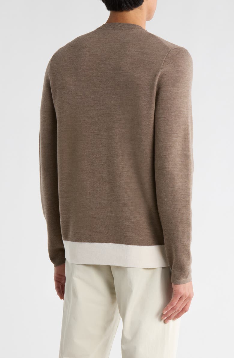 Theory Arnaud Merino Wool Crewneck Sweater, Alternate, color, Fawn/Winter White