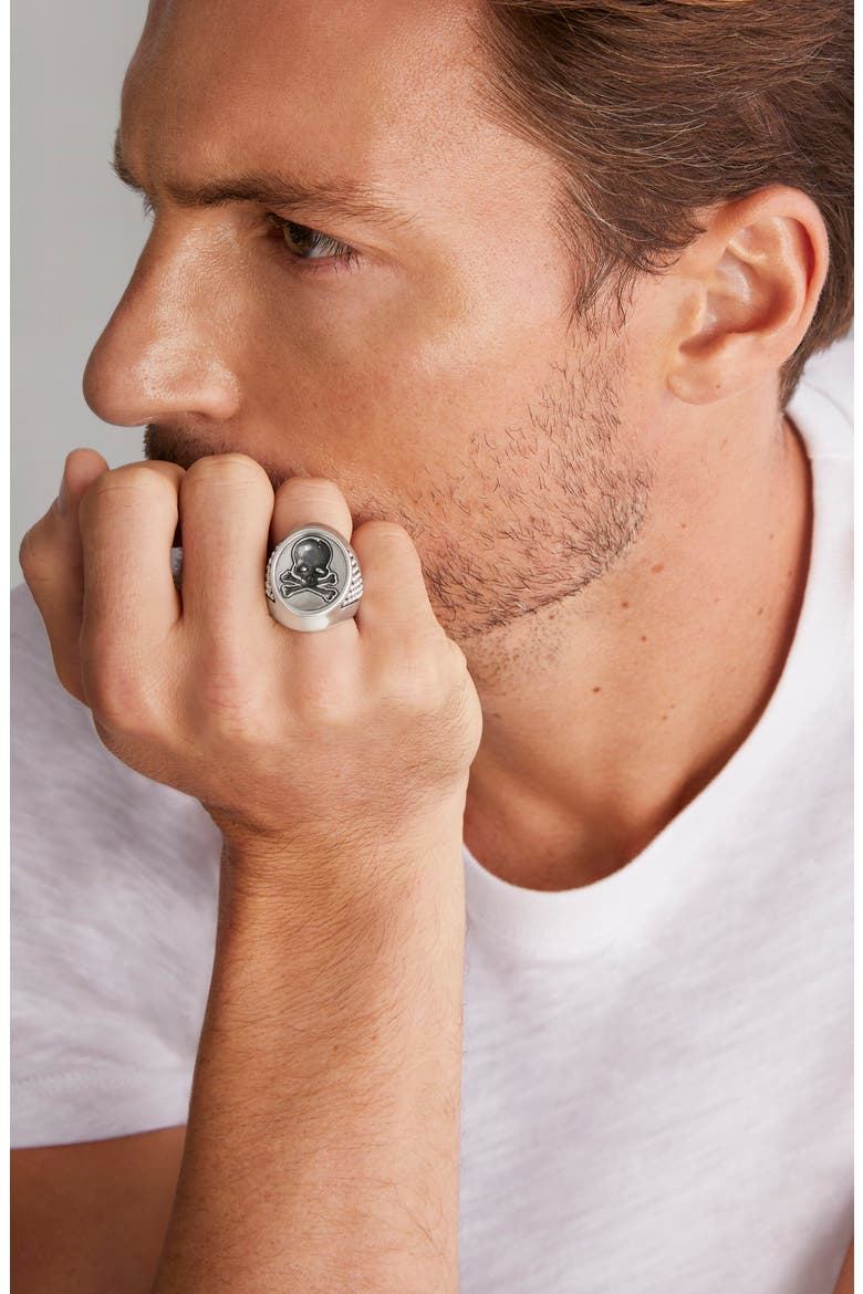 Men's Anthem Skull Wax Seal Signet Ring, Alternate, color, SILVER