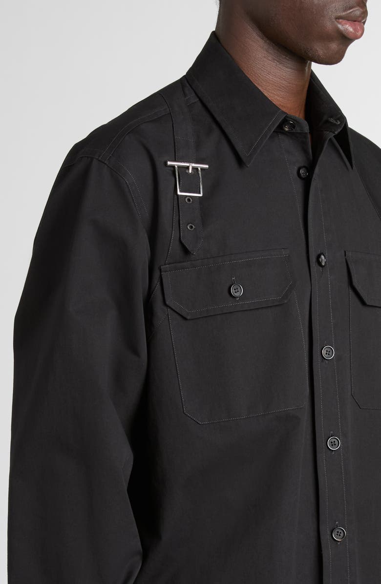 McQueen T-Bar Harness Utility Button-Up Shirt, Alternate, color, Black