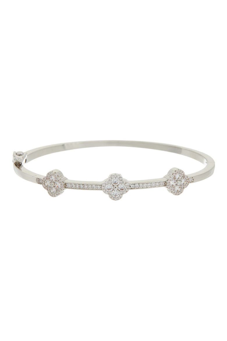 Cubic Zirconia Clover Bangle, Main, color, WHITE