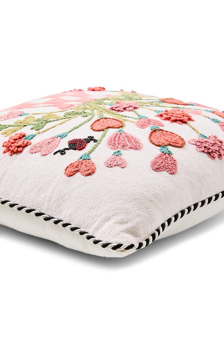 MACKENZIE CHILDS Pink Check Hearts Bouquet Accent Pillow, Alternate, color, Pink