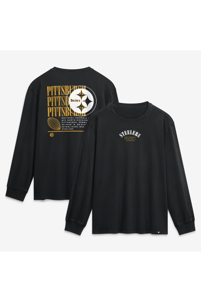 Men's Fanatics Black Pittsburgh Steelers Relaxed Fullback Drive Long Sleeve Fashion Top, Main, color, Black
