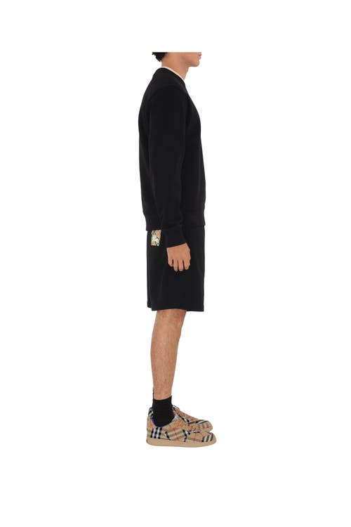 Burberry Ekd-embroidered Cotton Track Shorts In Black