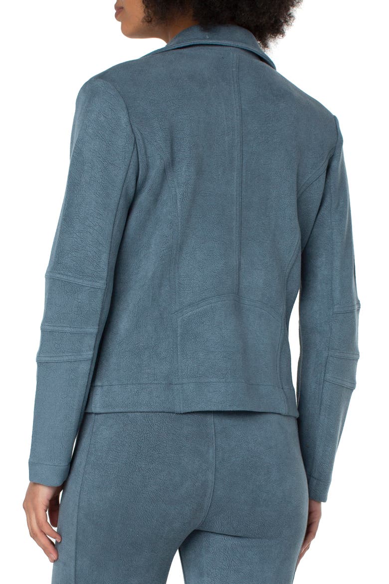 Faux Suede Moto Jacket, Alternate, color, SLATE BLUE