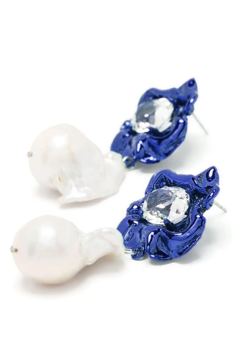 Sterling King Lola Floral Baroque Pearl Drop Earrings, Alternate, color,