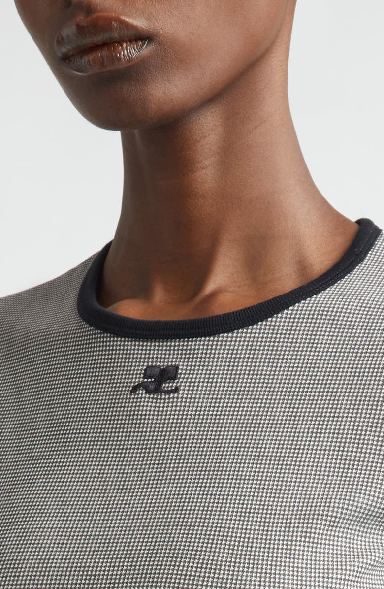 Courrèges Houndstooth Check Contrast Trim Logo T-Shirt, Alternate, color, Houndstooth/ Black