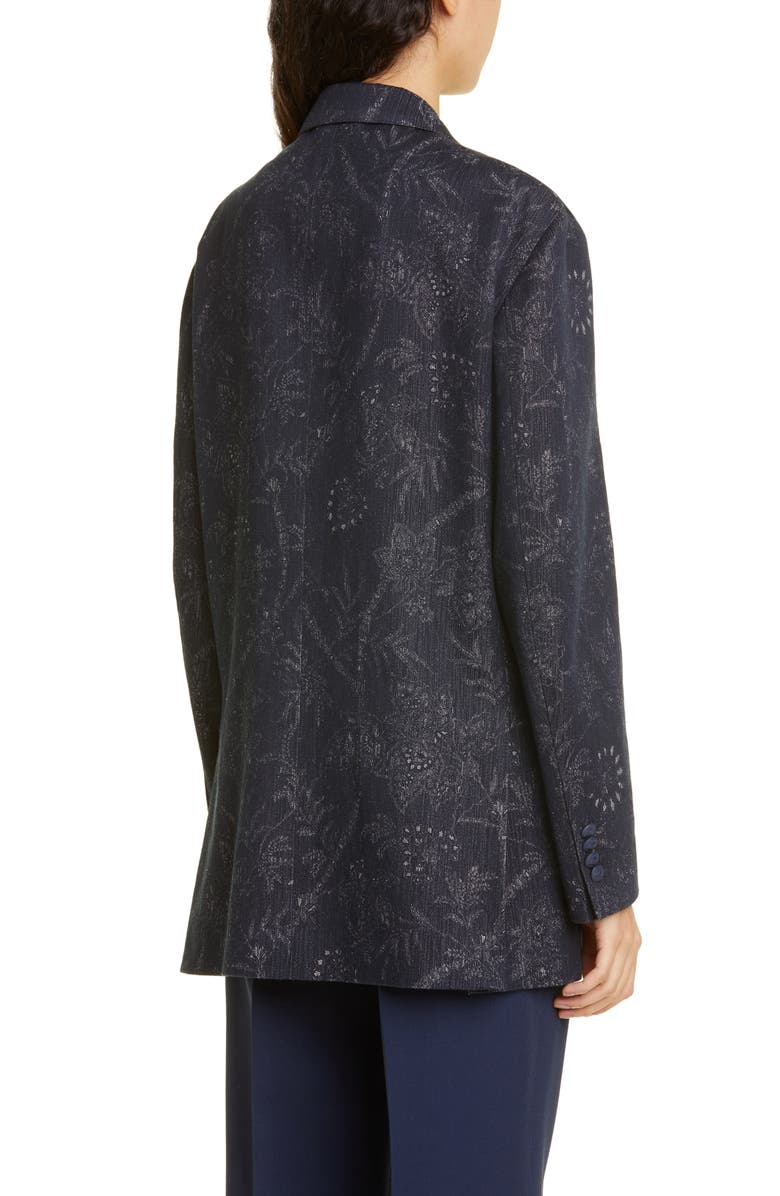 Etro Floral Double Breasted Cotton Blend Jacket, Alternate, color, 