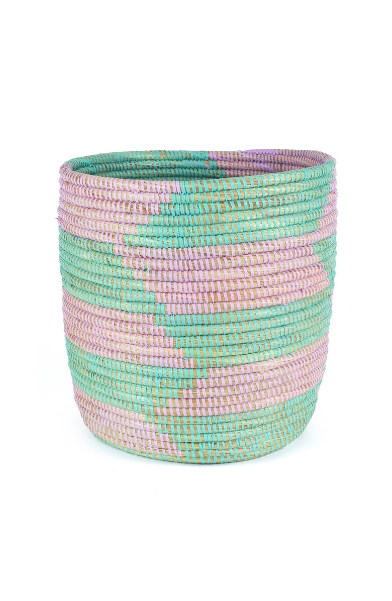African Modern Herringbone Bath Bin Basket, Main, color, Aqua & Lavender