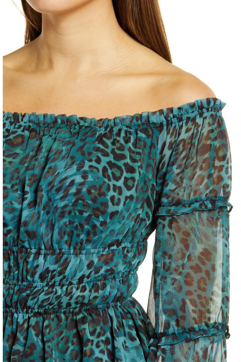 Off the Shoulder Top, Alternate, color, GHOST LEAF LEOPARD PRINT