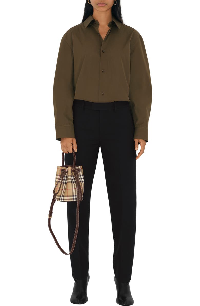 Burberry Mini Check Bucket Bag, Alternate, color, Archive Beige/Military