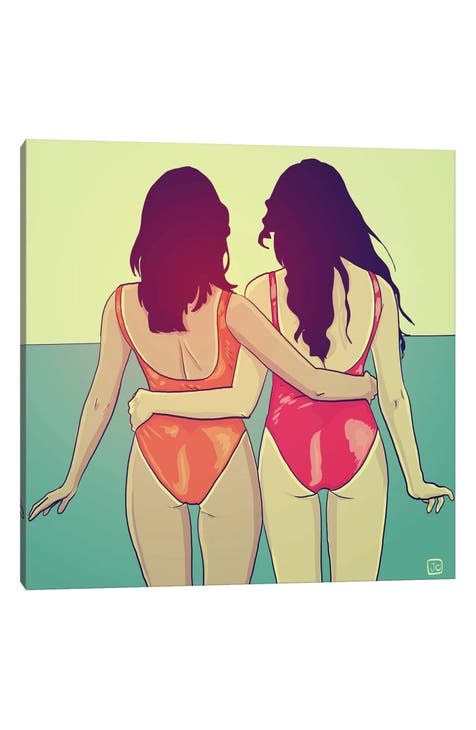 Swimsuit Girlfriends by Giuseppe Cristiano Canvas Wall Art