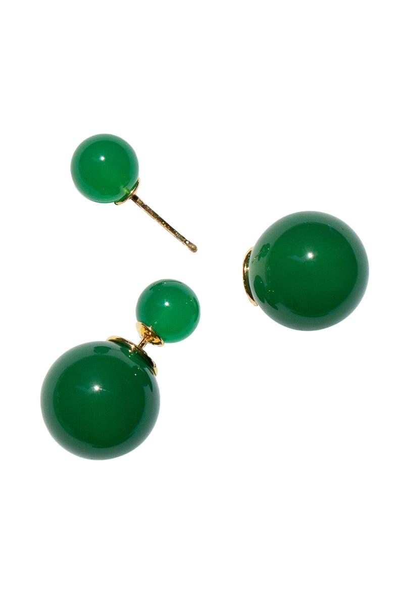 seree Orbit Duo Double ended jade stone stud earrings, Main, color, Bright Green