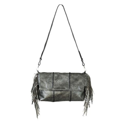 Large Fringe Leather Crossbody Messenger