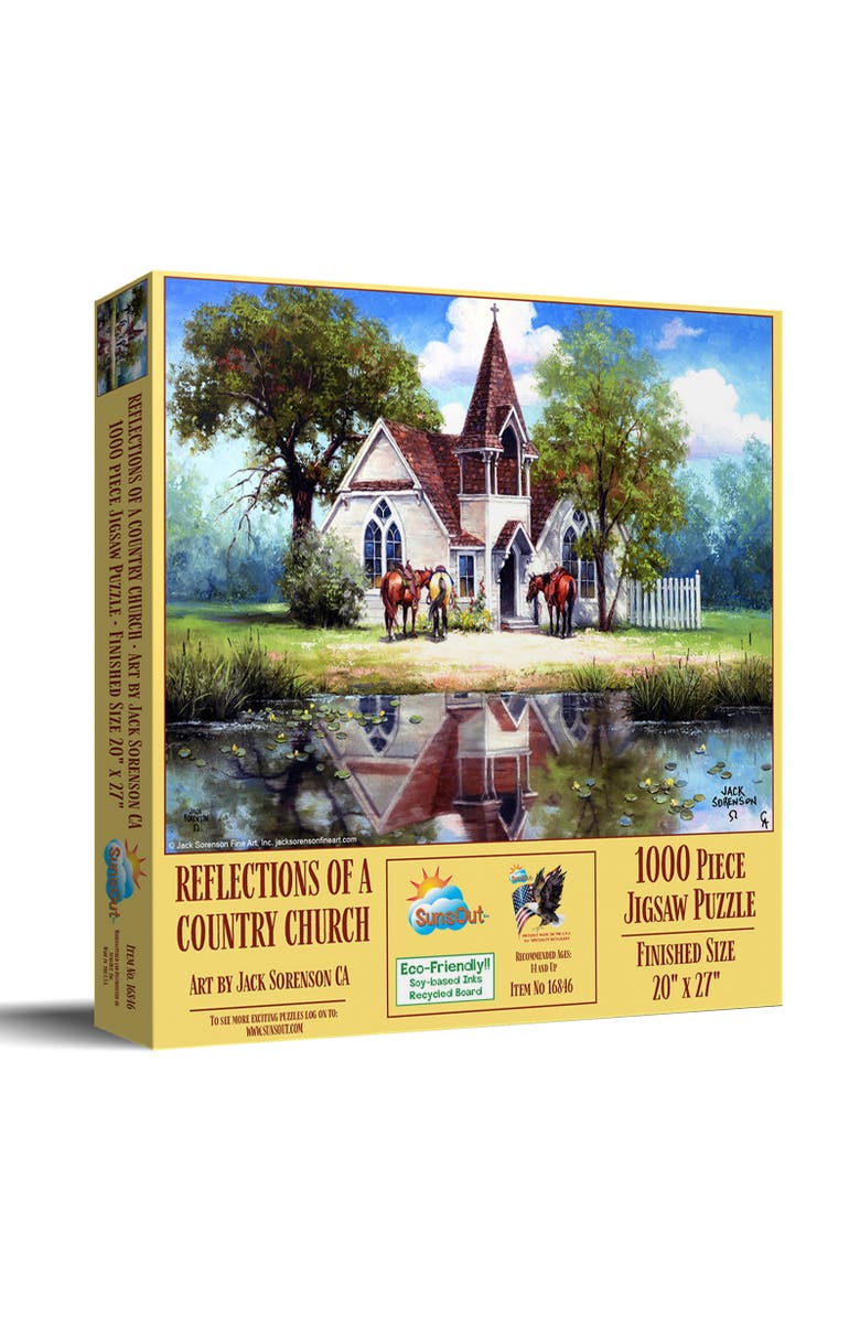 Sunsout Reflections of a Country Church 1000 piece Jigsaw Puzzle for Adults, Main, color, Multicolor