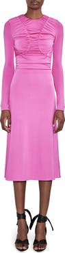 Et Ochs Keasha Ruched Long Sleeve Midi Dress