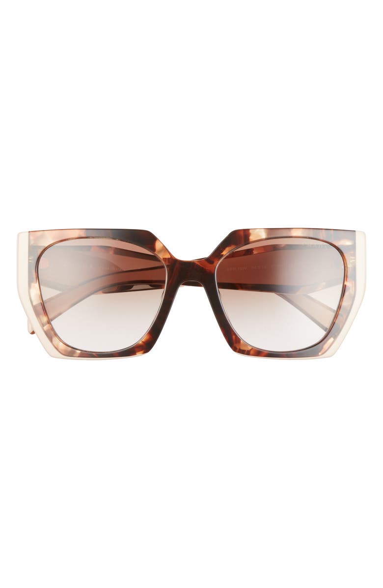 Prada 54mm Gradient Rectangle Sunglasses, Main, color, Tortoise Caramel/Powder/ Brown
