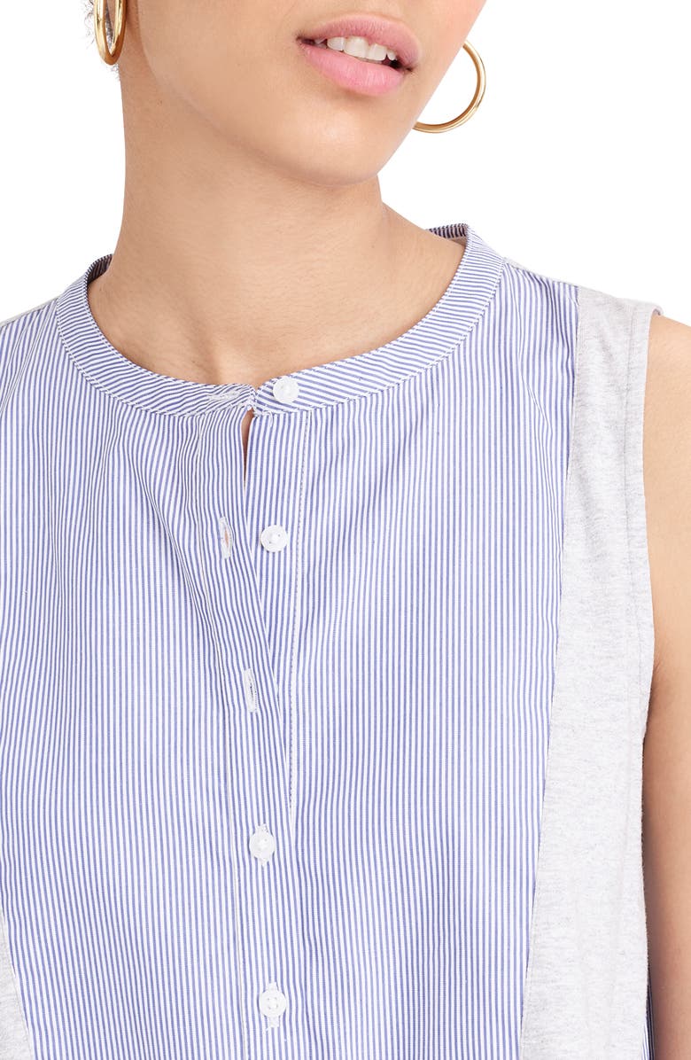 J.Crew Mixed Media Henley Cotton Jersey Tank Top, Alternate, color, 