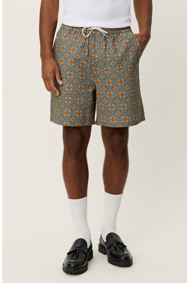 Harry Arabesque Print Organic Cotton Shorts, Alternate, color, SEA MOSS GREEN