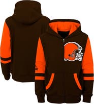 Outerstuff Youth Brown Cleveland Browns Stadium Color-Block Full-Zip Hoodie