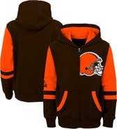 Outerstuff Youth Brown Cleveland Browns Stadium Color-Block Full-Zip Hoodie