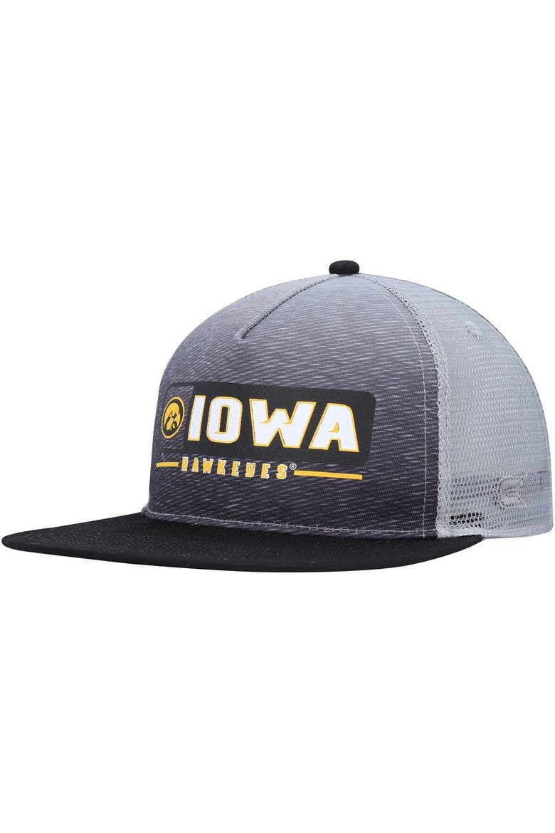 Men's Colosseum  Black/Gray Iowa Hawkeyes Snapback Hat, Main, color, Black