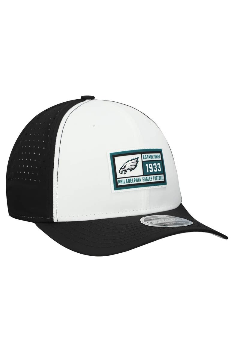 Men's New Era  White/Black Philadelphia Eagles Established Patch 9SEVENTY Adjustable Hat, Alternate, color, White