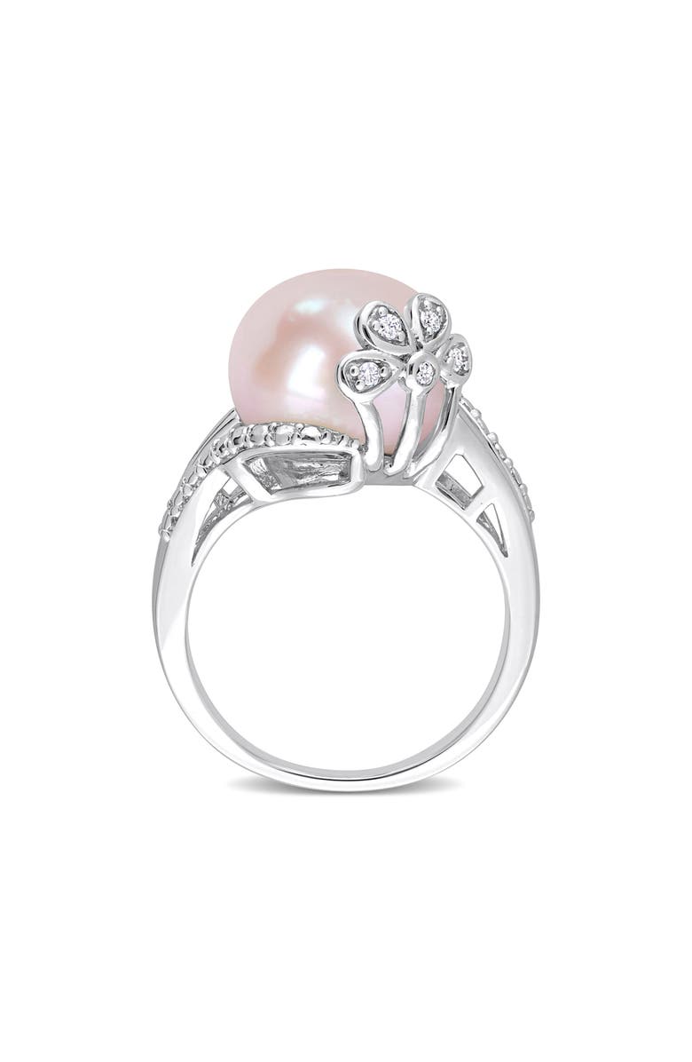 DELMAR Sterling Silver 12–12.5mm Pink Cultured Freshwater Pearl & Diamond Ring - 0.05ct., Alternate, color, Pink