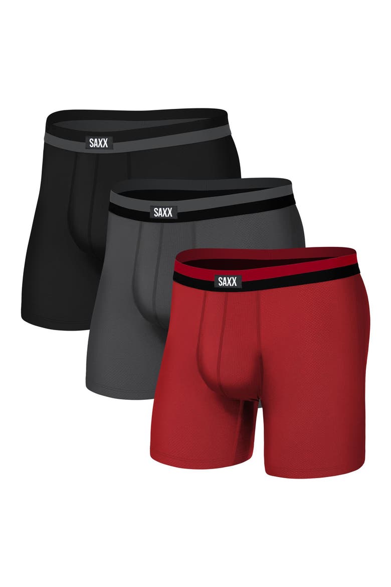 Assorted 3-Pack Sport Mesh Boxer Briefs, Main, color, CLSSC RED/ GRPHT/ BLK