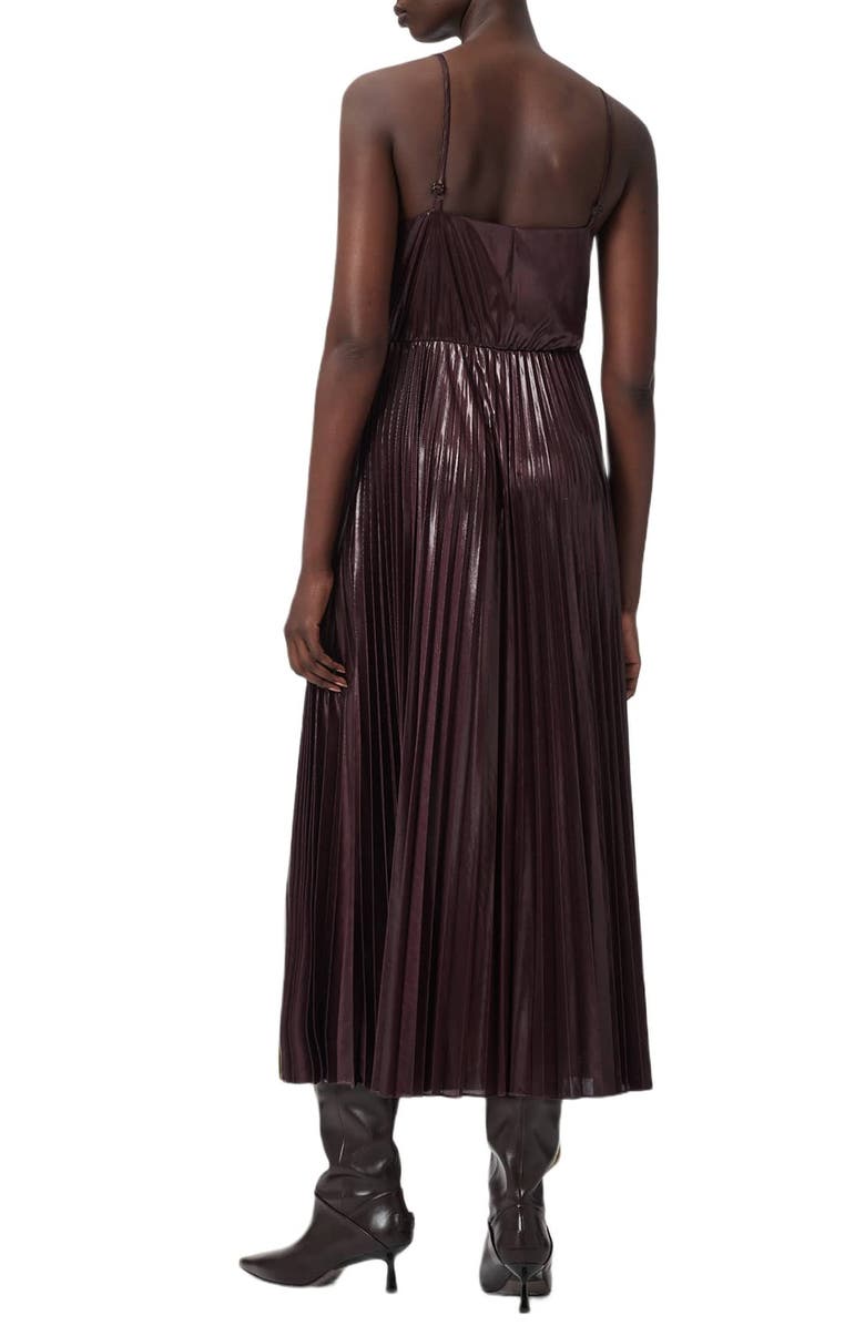 AllSaints Spark Pleated Maxi Dress & Merino Wool Blend Sweater Set, Alternate, color, Oxblood Red