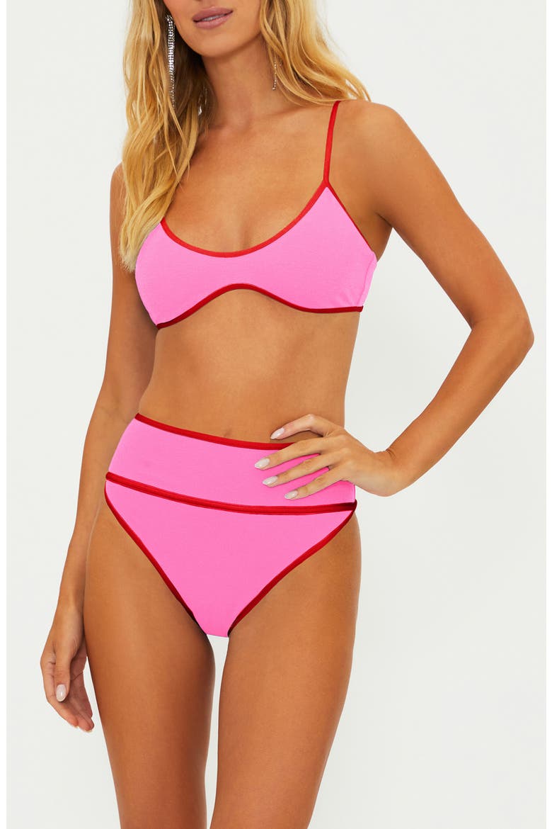 Carlotta High Waist Bikini Bottoms, Alternate, color, ELECTRIC PINK