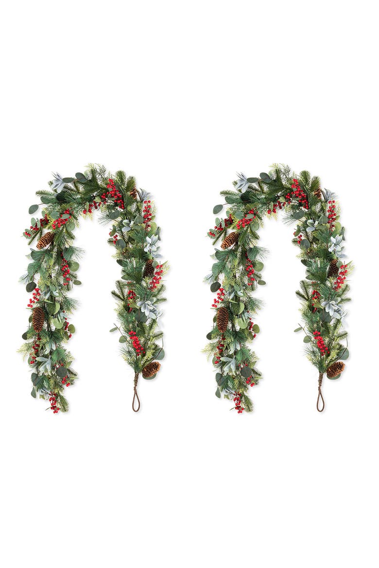 Set of 2 Artificial Christmas Eucalyptus Garland, Main, color, Green