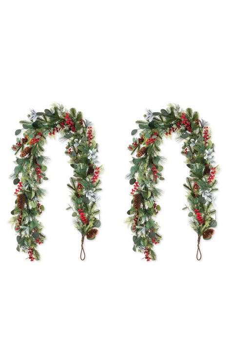 Set of 2 Artificial Christmas Eucalyptus Garland