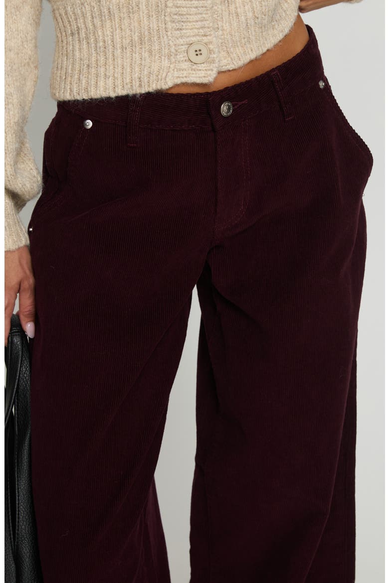 Jacynda Low Rise Wide Leg Corduroy Pants, Alternate, color, CURRANT